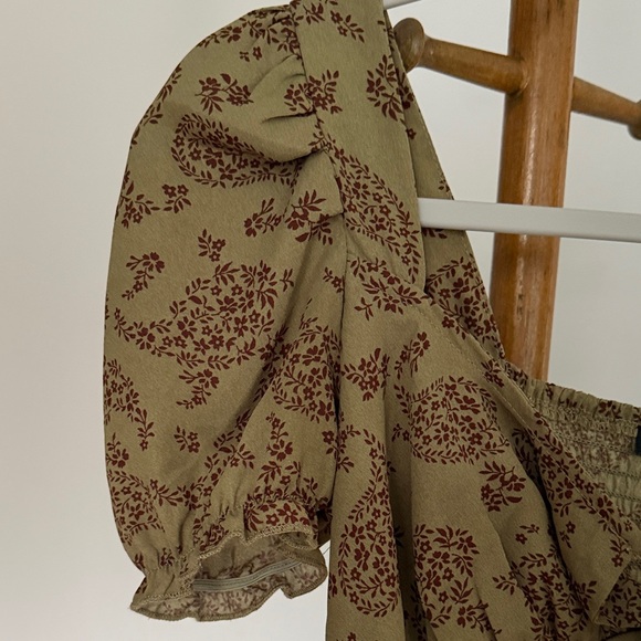 Olive Green Paisley Floral Maxi Dress - Picture 3 of 8